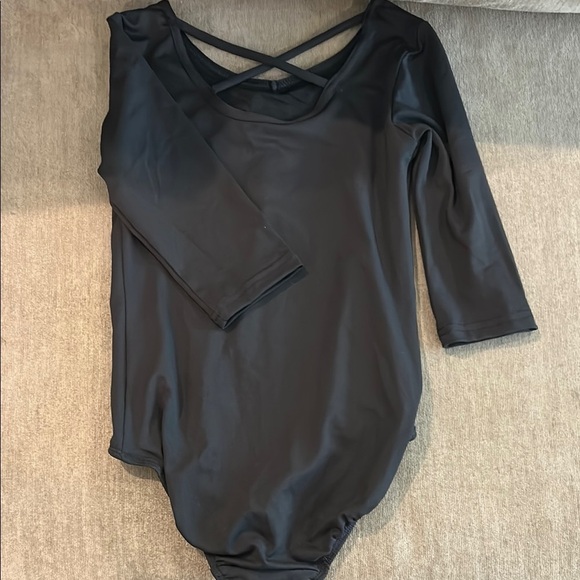 Danskin Now Black Bodysuit with Criss-Cross Back - Picture 6 of 6